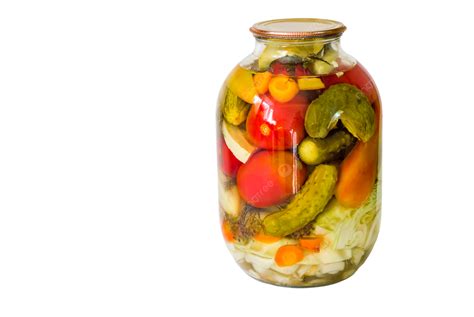 Canned Vegetables Of Assorted Varieties Packed In Glass Jars On A