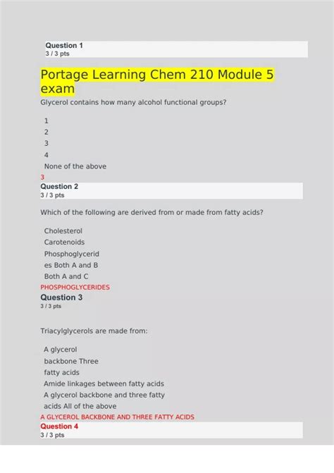 Chem Module Exam Portage Learning Questions And Answers