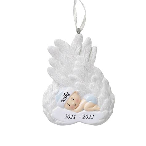 Baby Boy Angel Wings Personalized Christmas Tree Ornament - Etsy