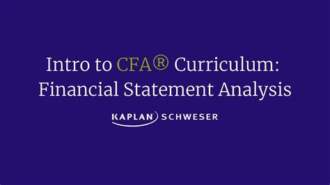 Intro To Cfa® Curriculum Financial Statement Analysis Youtube