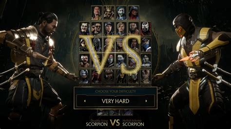 Mortal Kombat Hanzo Hasashi Vs Scorpion Difficulty Very Hard Youtube