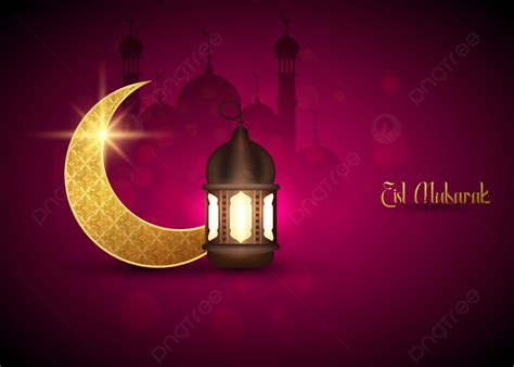 Eid Mubarak Vector Background With Glowing Moon Moon Celebration Eid