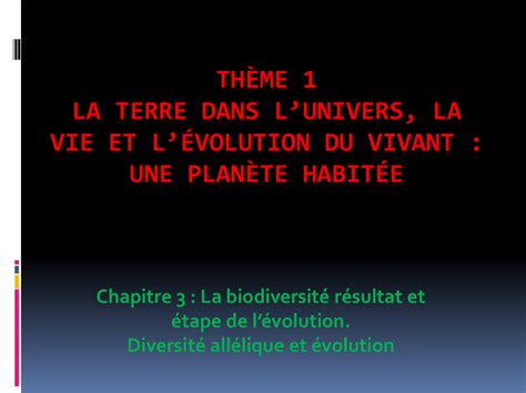 Th Me La Terre Dans L Univers La Vie Et L Volution Du Vivant Une