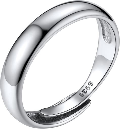 Silvercute Bague Homme Argent R Glable Alliance Femme Anneau Simple