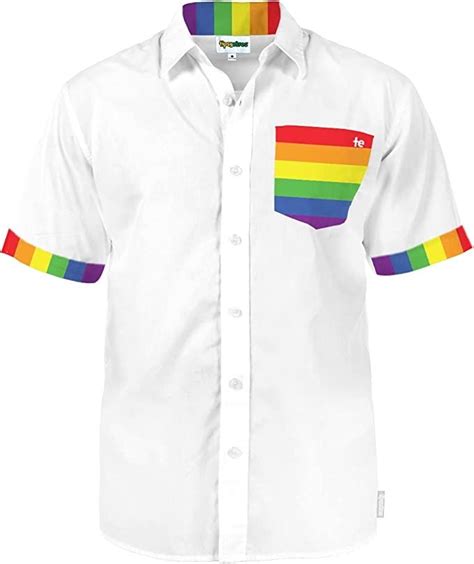 Tipsy Elves LGBT Pride Button Down Shirts For Men Casual Mens Rainbow Shirts Gay Pride
