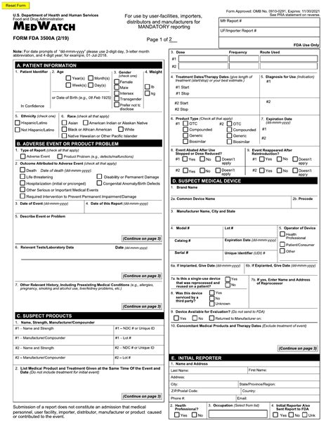 Fda A Form Fill Out Printable Pdf Forms Online