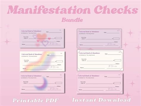 Money Manifestation Checks Abundance Check Vision Board Etsy