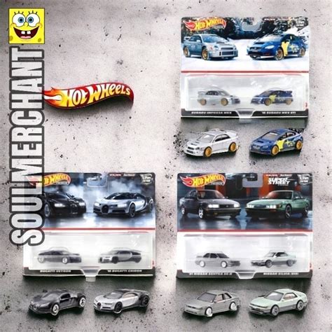 Hot Wheels Premium Pack K Set Pcs Bugatti Veyron Chiron Nissan Sentra Silvia Subaru Impreza