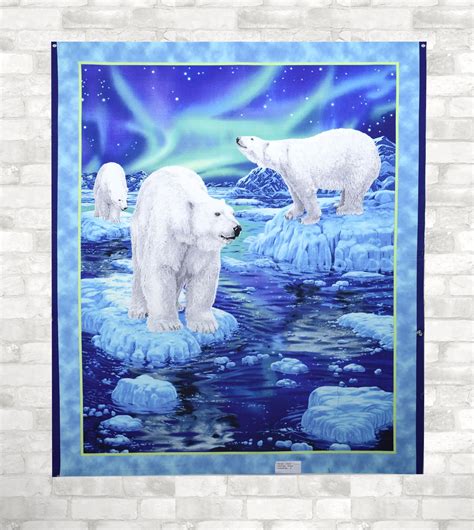 Northern Lights Fabric Panel I Love These Polar Bears Polar Bear Bear Art Panel Quilts