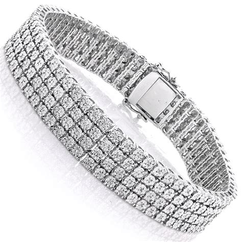 Mens Sterling Silver Bracelets: 4 Row Diamond Bracelet 0.63ct