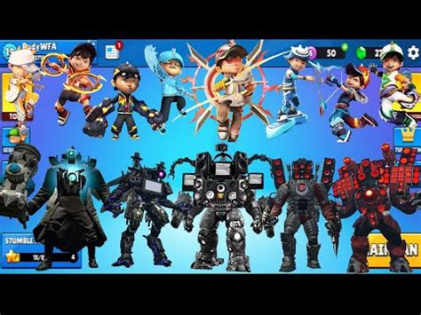 KOMPILASI BOBOIBOY VS TITAN TV MAN CAMERAMAN SPEAKERMAN DI GAME STUMBLE