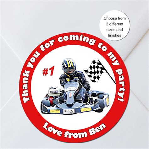 24 X Go Kart Karting Themed Birthday Stickers Custom Personalised