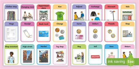 Esl Shopping Word Cards Teacher Made Twinkl