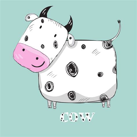 Cute Cow Hand Drawn 349170 Vector Art At Vecteezy