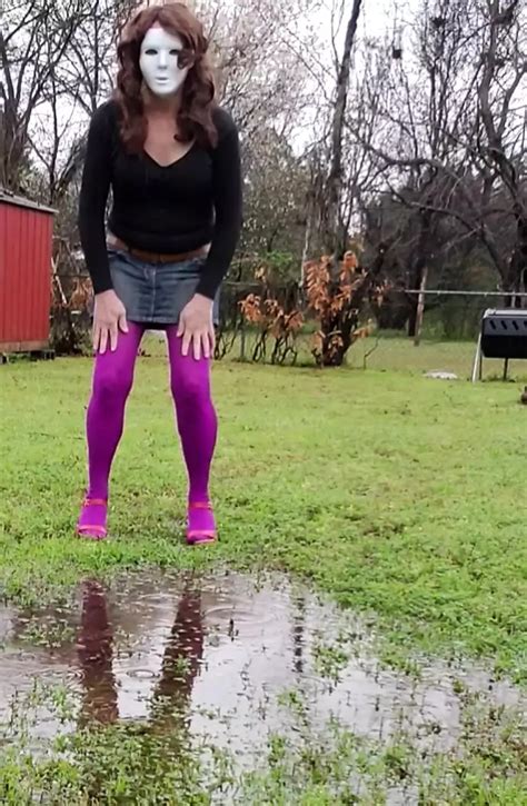 Gay Cd Outdoors Puddle Play In Nylon Pantyhose And Leotard Xhamster