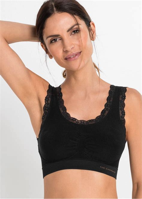 Brassière douce Feel Comfort avec bordure en dentelle noir noir