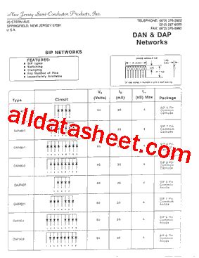 DAN401 Datasheet PDF New Jersey Semi Conductor Products Inc