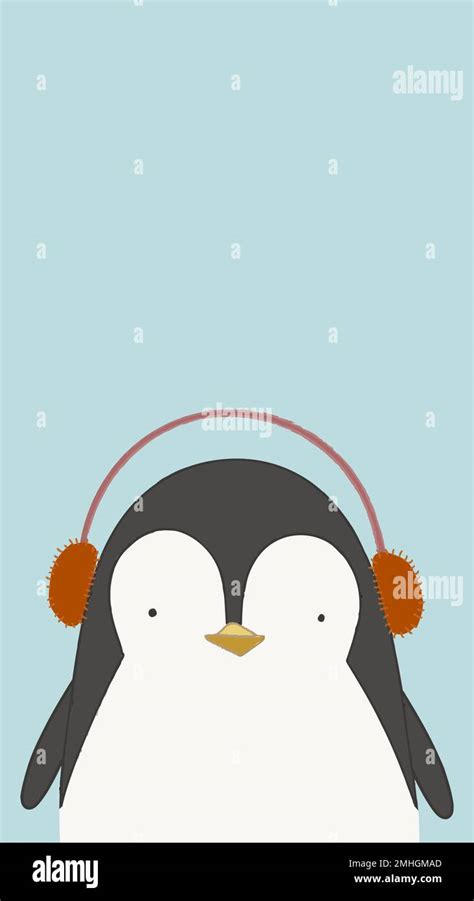 Cute penguin listening to music mobile phone wallpaper vector Stock Vector Image & Art - Alamy