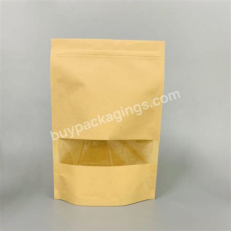 Doypack Resealable Ziplock Standing Up Pouches Brown Paper Bag With