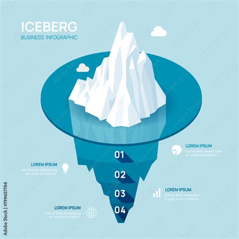 Iceberg Infographic Template For Business Modern 4 Steps To Success