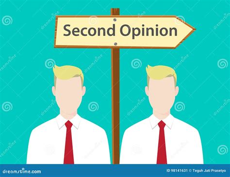 Second Opinion Sign Illustration With Two People With Signboard As