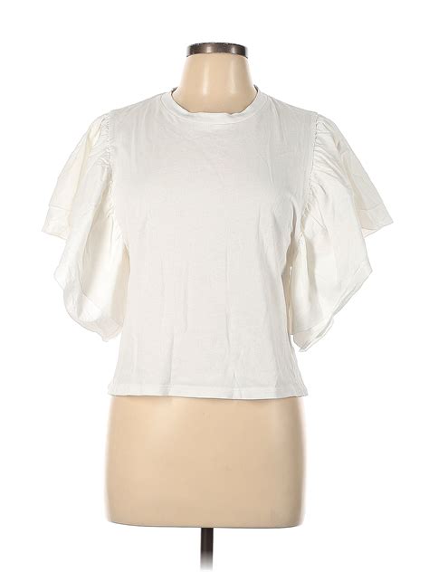 Zara White Short Sleeve Blouse Size L 52 Off Thredup