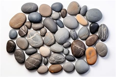 Sea Pebbles Isolated Flat Round Stones Gray Circle Rock Pieces Sea