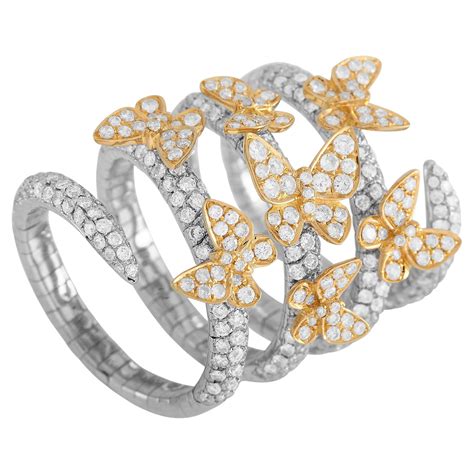 LB Exclusive 18K White Gold 1.00 Ct Diamond Butterfly Ring For Sale at