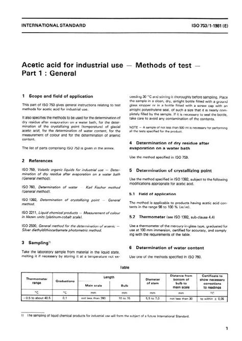 ISO 753-1:1981 - Acetic acid for industrial use — Methods of test ...