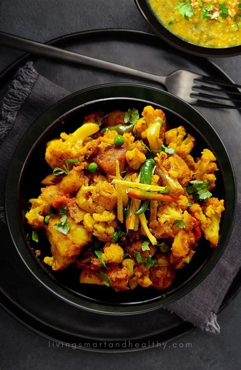 Aloo Gobi Matar Spiced Potato Cauliflower Peas Living Smart And Healthy