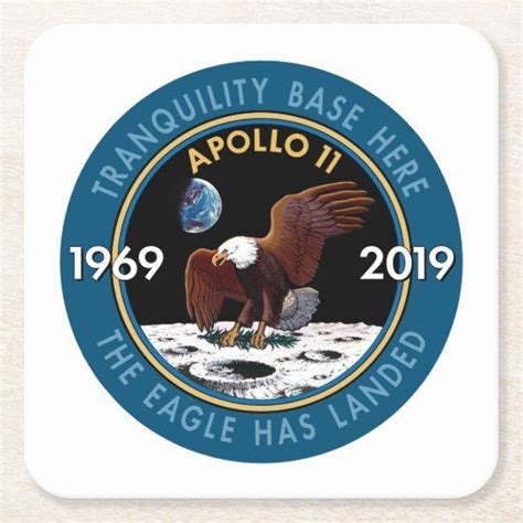 Apollo 11 50th Anniversary Mission Patch Insignia Square Paper Coaster