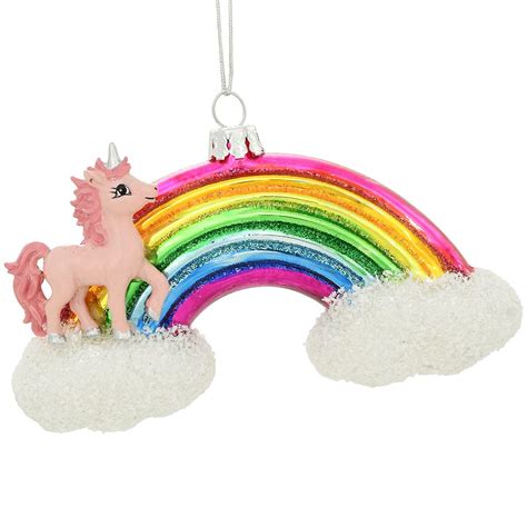 Unicorn With Rainbow Glass And Resin Ornament