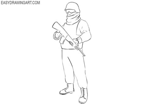 How To Draw A Soldier Easy Drawing Art