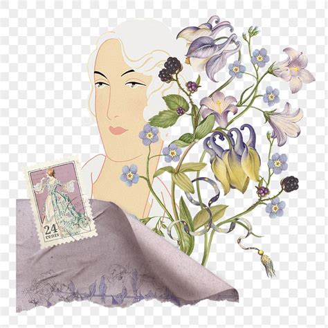 Flower Lady Png Ephemera Sticker Premium Png Rawpixel