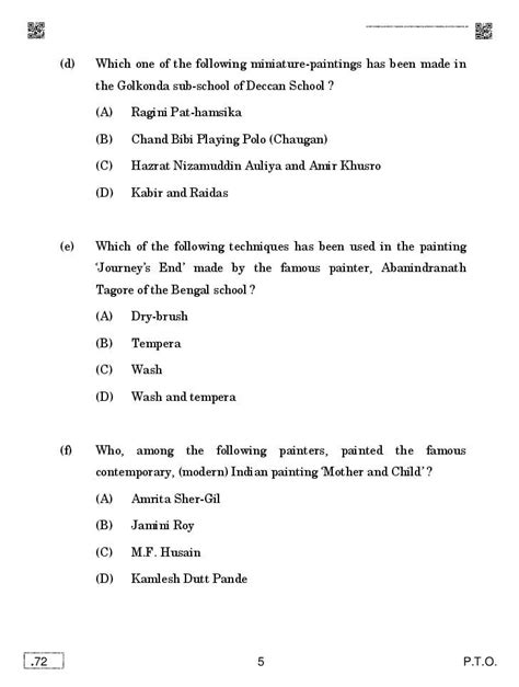 Cbse Question Paper 2020 For Class 12 Commercial Art Download Pdf