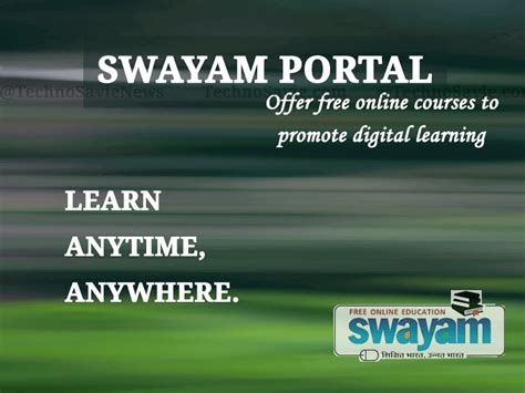 SWAYAM portal: Offer free online courses to promote digital learning ...