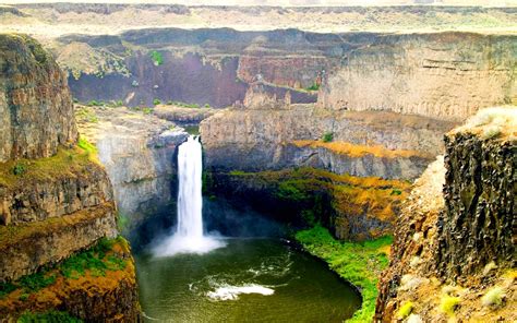 Palouse Falls, Waterfall, Washington State, Cliff, Summer, Grass ...