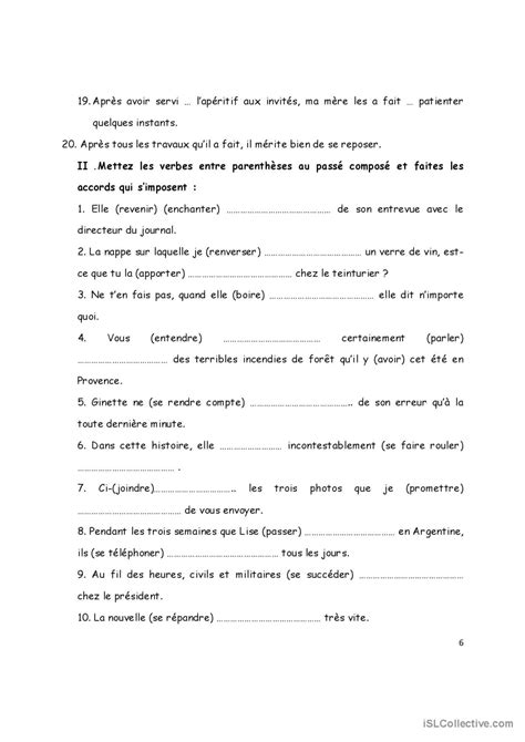 Accord Participe Pass Pratique De L Fran Ais Fle Fiches Pedagogiques