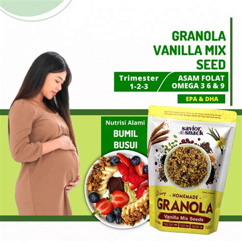 Jual Granola Vanilla Mix Seed Makanan Sehat Ibu Hamil Tinggi Asam Folat