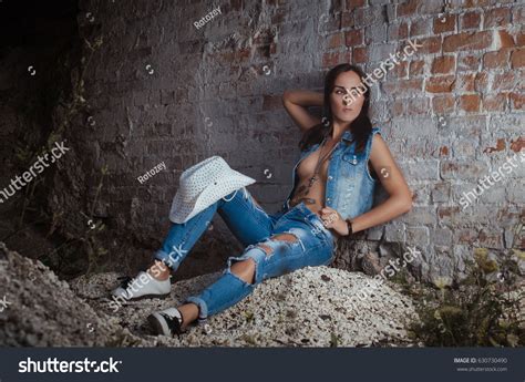 Photos Girls Denim Clothing Nude Breast Stock Photo 630730490 Shutterstock