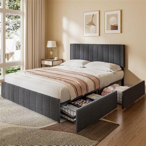 Latitude Run® Montijo Upholstered Bed Frame with Storage Drawers ...