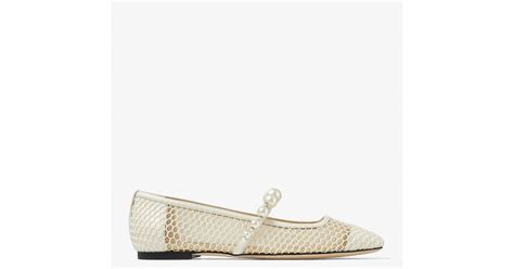 Jimmy Choo Ade Pearl Embellished Mesh Ballet Flats In White Lyst Uk