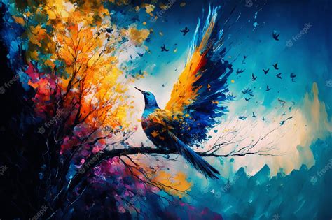 Flying Bird Abstract Painting