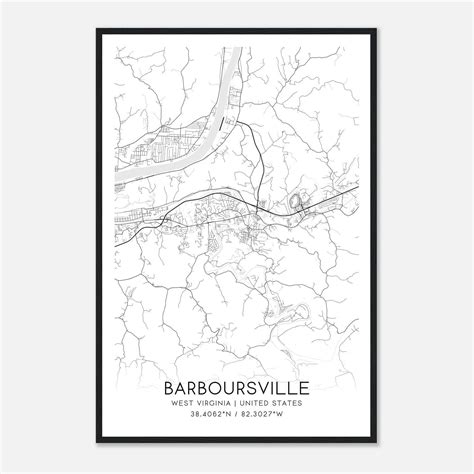 Barboursville West Virginia Map Poster, Modern Home Decor Wall Art