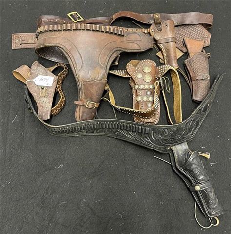 6 Leather Gun Belts Auction