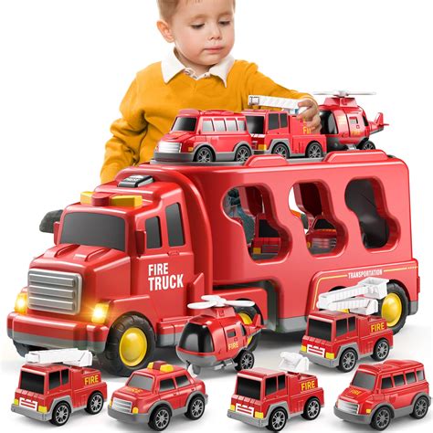 TEMI Toddler Truck Boy Toys for Kids 3-5 Years - 7 Pack Friction Power ...