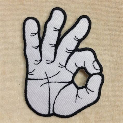 Ok Okay Hand Symbol Iron on Patch Right White - Etsy | Ok hand sign, Hand symbols, Patches