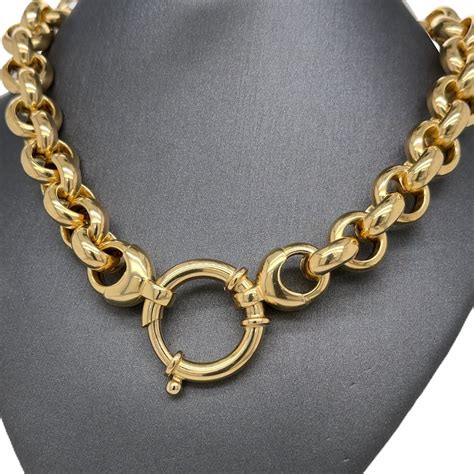 K Italian Yellow Gold Rolo Belcher Rolo Chain Jumbo Rolo Etsy