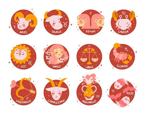 Premium Vector Flat Design Vector Cute Kawaii Zodiac Horoscope