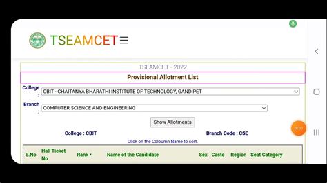 TS EAMCET 2022 CBIT COLLEGE CSE BRANCH LATEST CUTOFF RANK 2022 OC BC SC